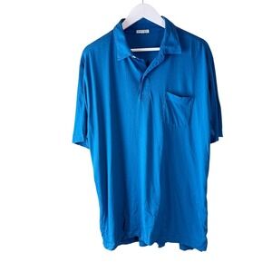 Peter Millar Men's Blue Polo Shirt Short Sleeve‎ Casual Classic Relaxed Fit L